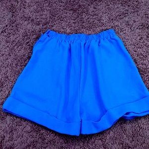 blue high waisted shorts